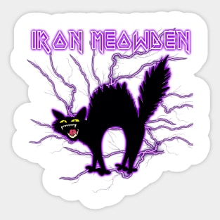 Funny Crazy Cat Iron Meowden Sticker